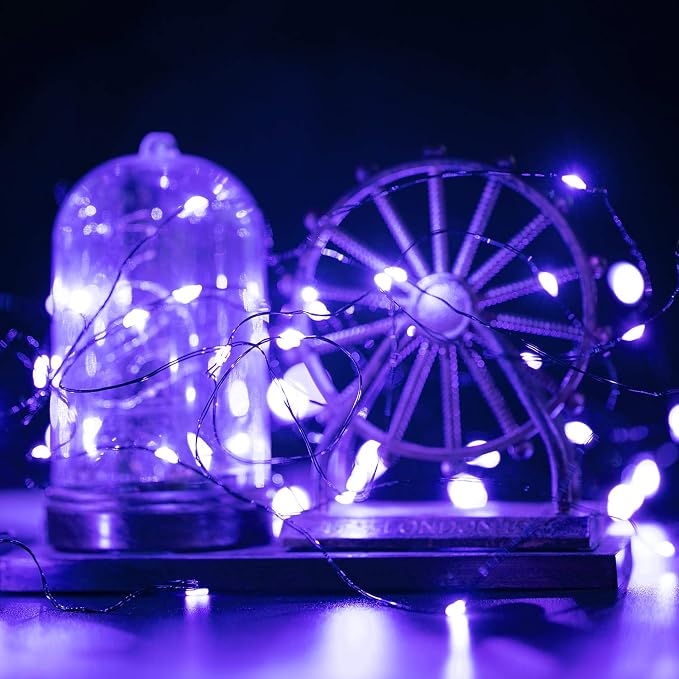 Halloween Purple Fairy String Lights: 12 Pack 7 Ft 20 LED Battery Operated - Image 3