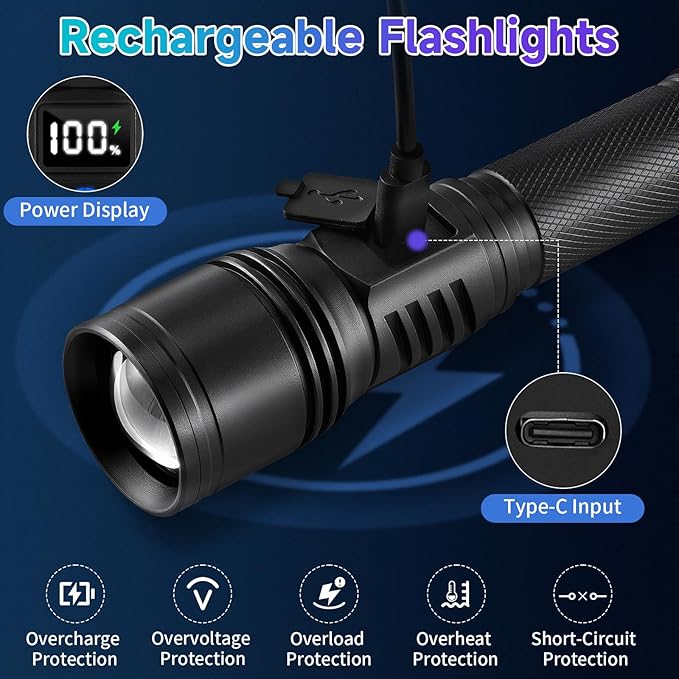Rechargeable Flashlights High Lumens 2Pack, 5Modes Super Bright Flashlight - Image 4