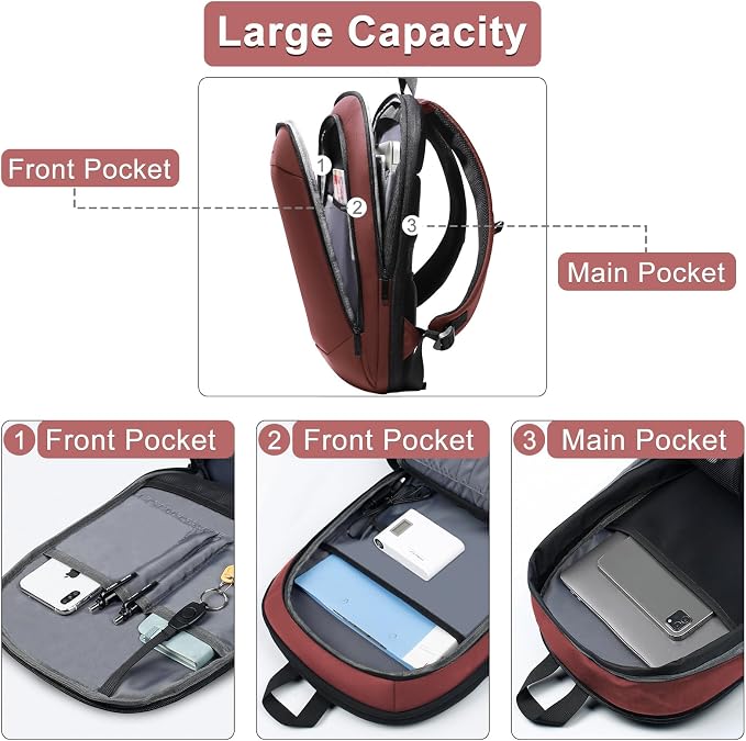 hk Business Backpack for Men 17 Inch, Slim & Expandable Waterproof Travel - Image 4