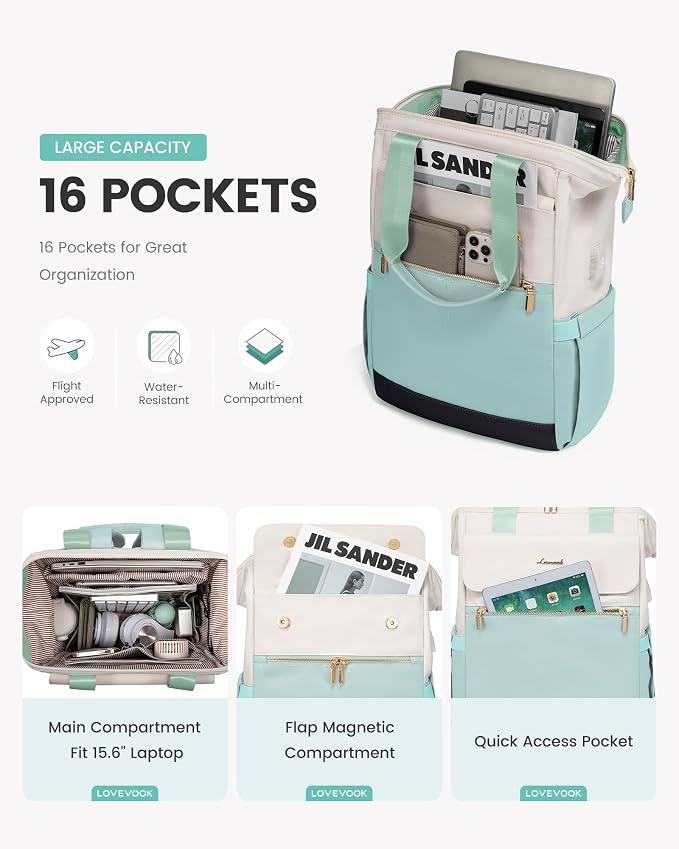 LOVEVOOK Laptop Backpack for Women, 15.6 Inch Work Laptop Bag - Image 2