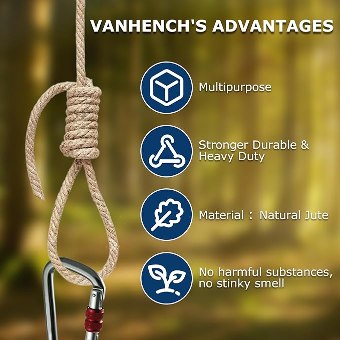 Vanhench Jute Rope 5MM 106 ft 6Ply Twisted Heavy Duty and Thick Twine Rope Bulk - Image 3