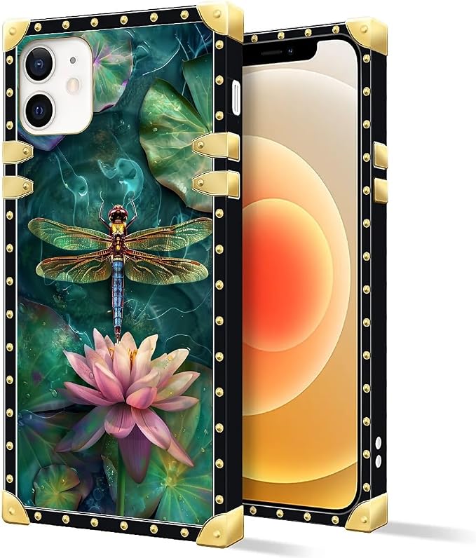 Compatible with iPhone 11 Case, Colourful Dragonfly Pink Lily Pads Luxury - Image 2