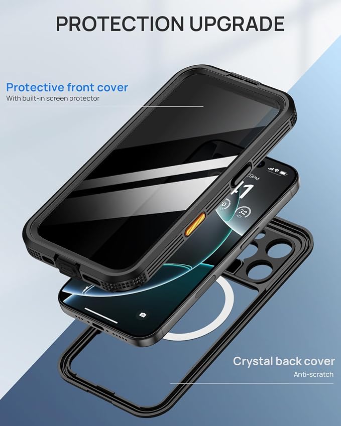 Lanhiem Magnetic for iPhone 16 Pro Max Case, Built-in Privacy Screen Protector - Image 6