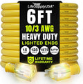 6ft Outdoor/Indoor Extension Cord 10/3 Gauge Ultra Heavy Duty 3 Prong SJTW by LifeSupplyUSA
