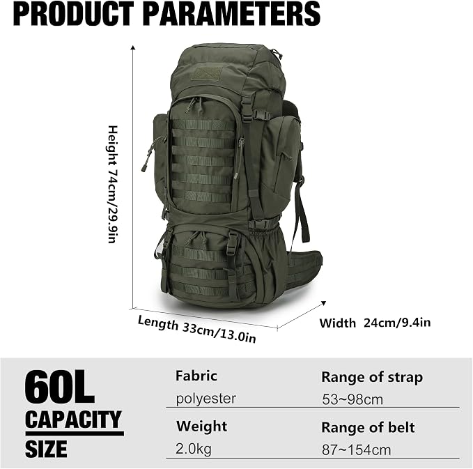 Mardingtop 60L Military Internal Frame Backpack - Image 2