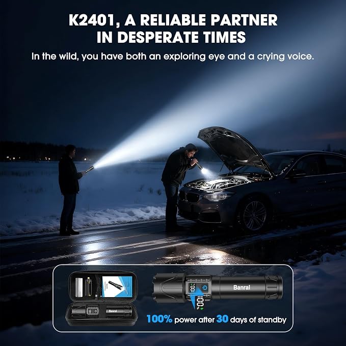 Banral Rechargeable Tactical Flashlights 2000 High Lumens - 5000mAh Super - Image 3