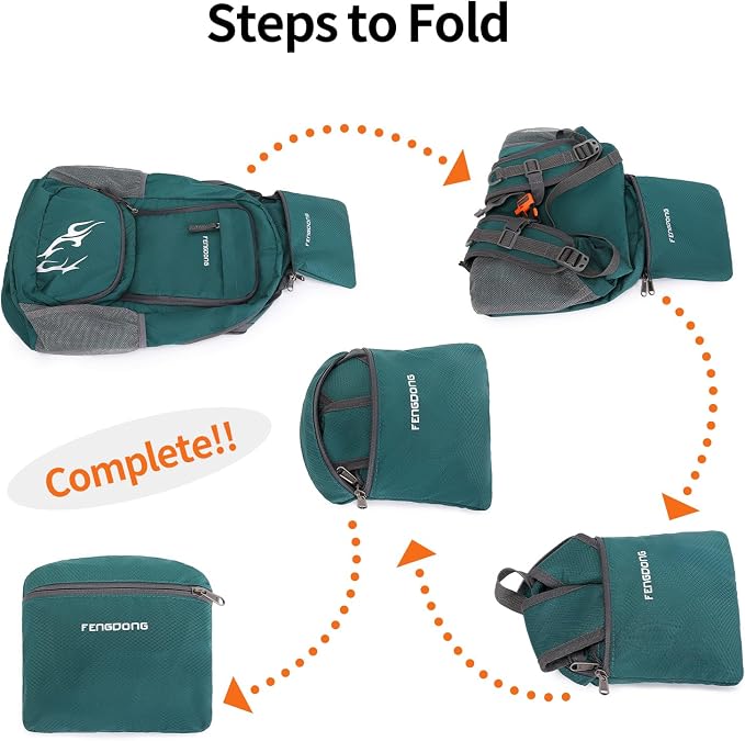 FENGDONG 35L Lightweight Foldable Waterproof Packable Travel Small Hiking - Image 3