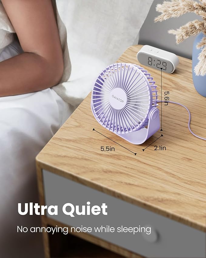 Gaiatop USB Desk Fan, 3 Speeds Strong Airflow, 5.5 Inch Portable 90° Rotate - Image 3