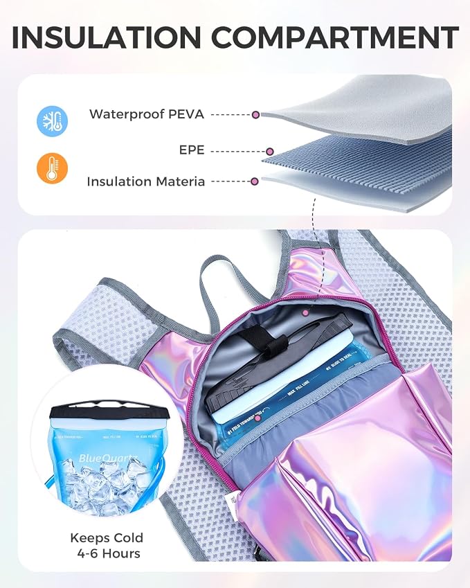 Blue Quartz Rave Hydration Backpack, Reflective Hiking Pack - Image 4