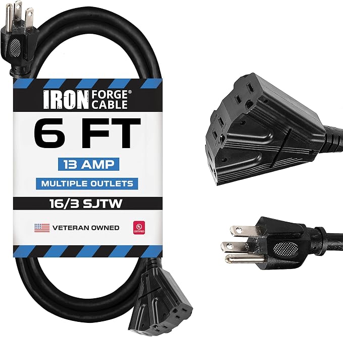 Iron Forge Cable 6 Ft Black Extension Cord by IronForgeCable