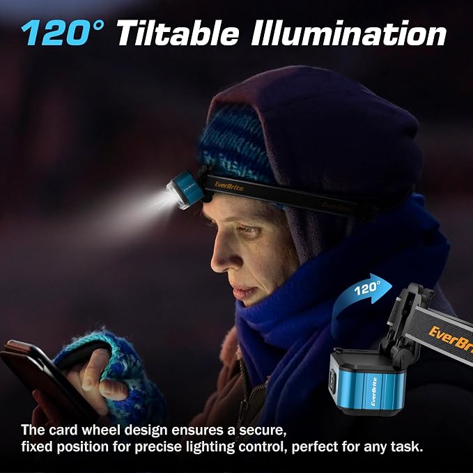 EverBrite 400LM Rechargeable Headlamp, 1.59 oz Lightweight & Comfortable Head - Image 5