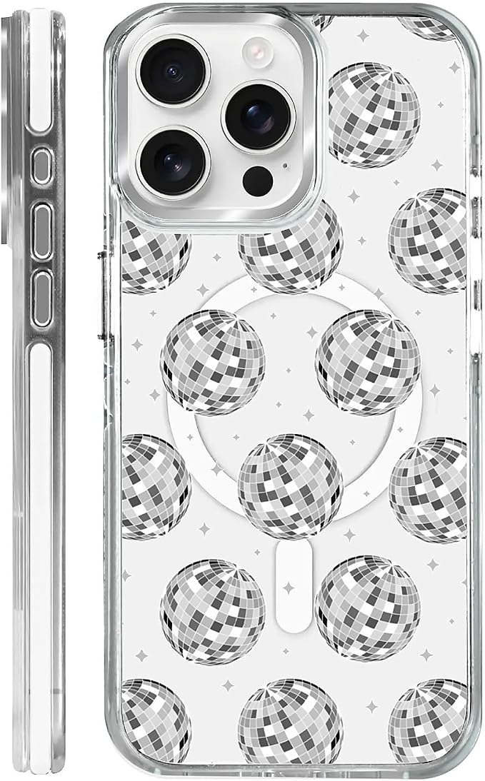 Case for iPhone 14 Pro, Disco Ball Grayish White Phone Case Design，for Women by Toulas