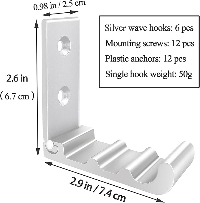 OHIYO 6 Pack Folding Wall Hooks, Heavy Duty Space-Saving Foldable Design Wall - Image 2