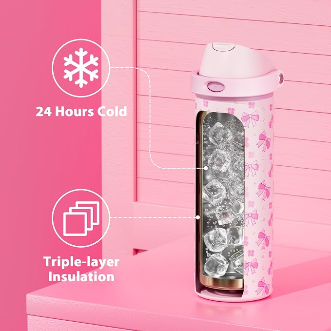 24 oz Insulated Water Bottle for Women: Meoky Stainless Steel Water Bottle - Image 3
