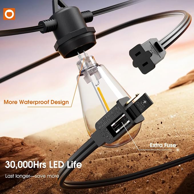 addlon 50FT Outdoor String Lights LED Waterproof Patio Lights - Image 4