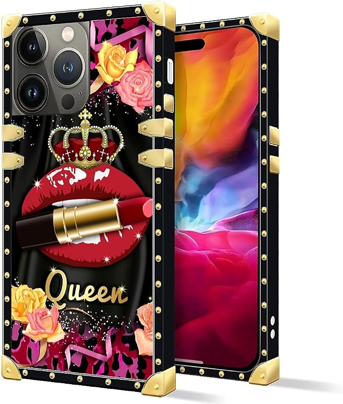 Compatible with iPhone 15 Pro Max Case, Queen Lip Crown Leopard Print Luxury - Image 2
