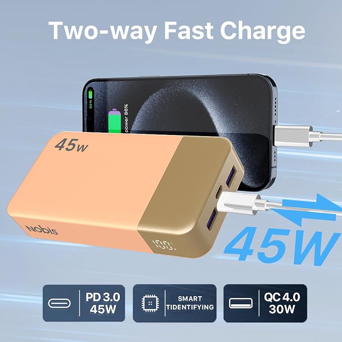 NOBIS Portable Charger, 20000mAh Power Bank, 45W Power Bank Fast Charging - Image 5
