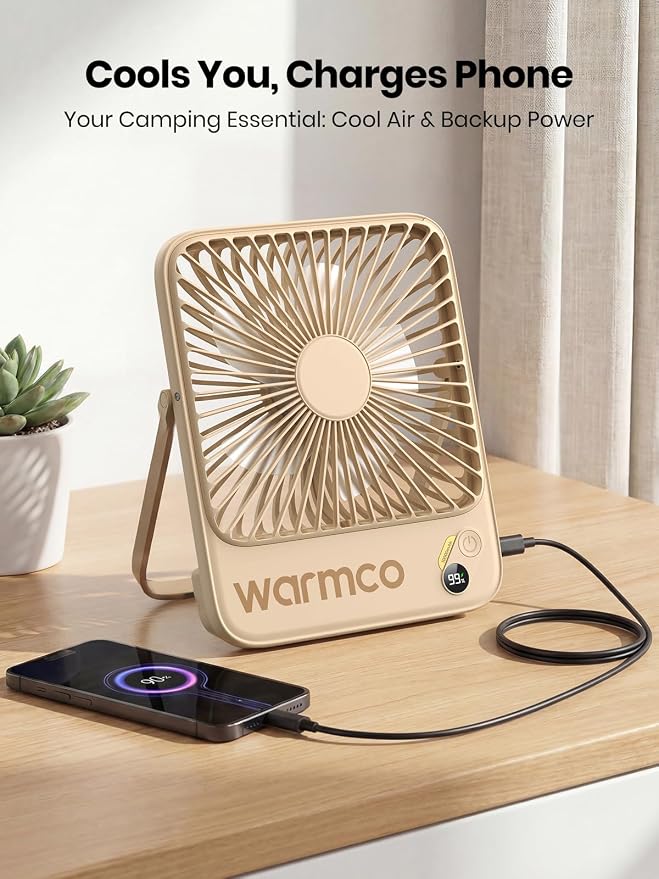 Warmco 10000mAh Portable Travel Fan 7-inch, Max 24H Runtime, Ultra-thin Quiet - Image 5