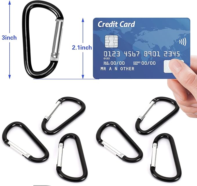 Carabiner Clips, Upins Aluminum Locking Spring Hook Keychain D Shape Heavy Duty - Image 3