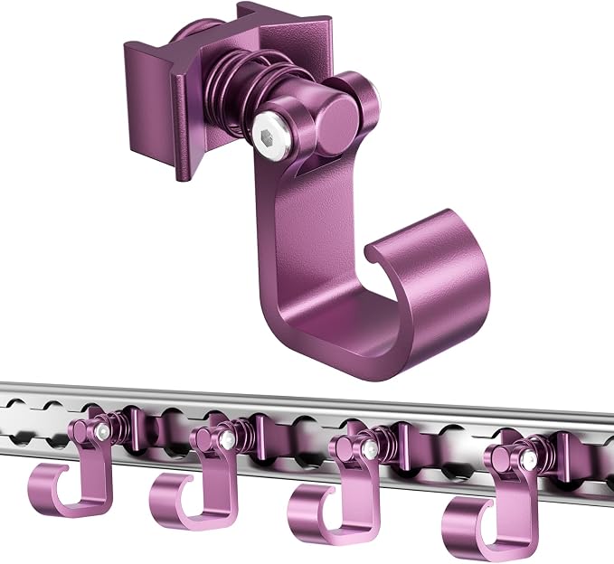 4 Pack L Track Hooks with Single Stud Fitting, Spring-Loaded Adjustable Gear by vandrabase