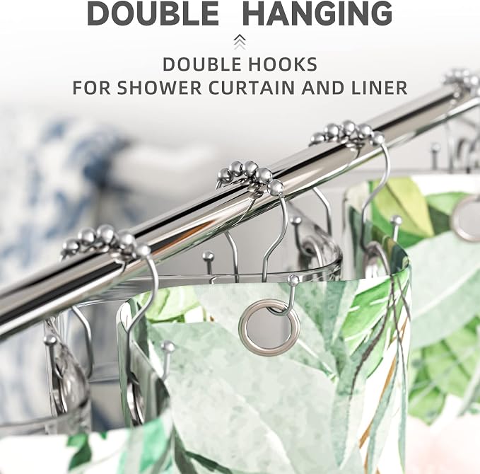 Bathway Shower Curtain Hooks Chrome Shower Curtain Rings Rust Proof, Smooth - Image 5
