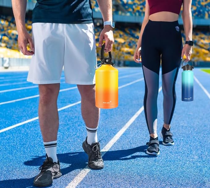 Water Bottle Insulated 32oz 40oz 64oz 128oz Straw Lid Spout Lid & 3 Lids - Image 6