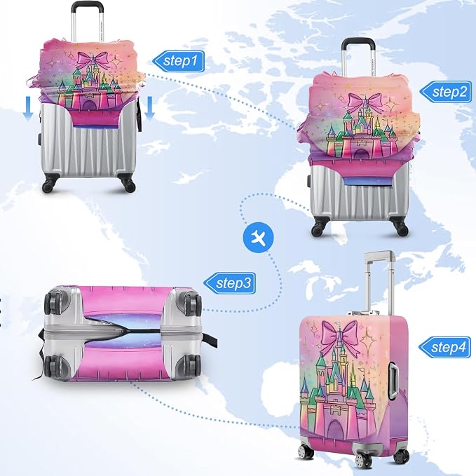 ANNA QUEEN Fantasy Castle Travel Luggage Cover -Stretchable Airplane Suitcase - Image 6