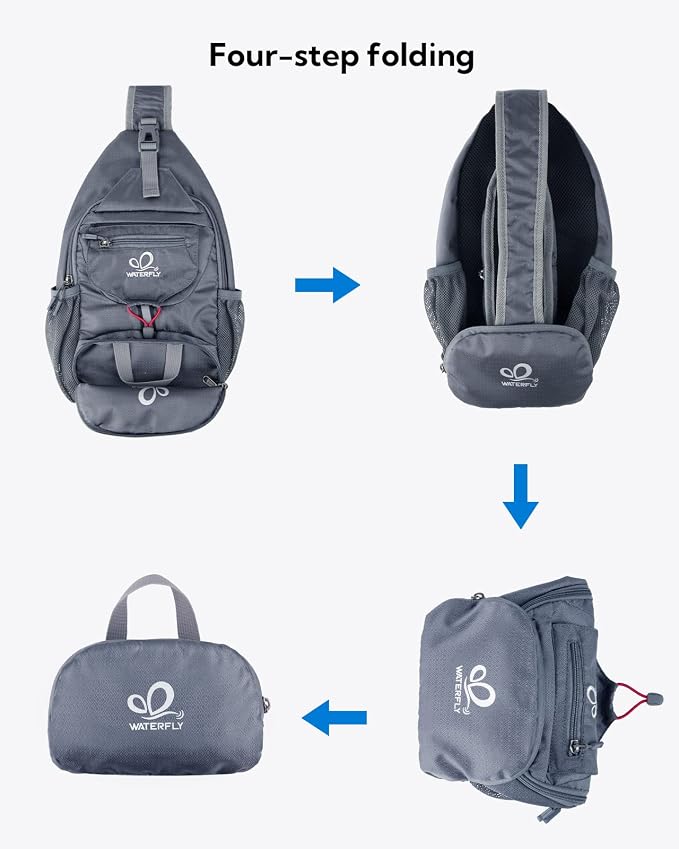 WATERFLY Packable Small Crossbody Sling Backpack Shoulder Chest Bag Daypack - Image 5