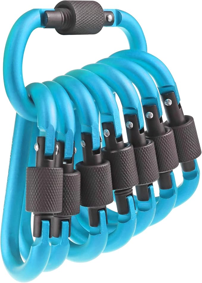 10 Pack Aluminum D Ring Key Rings Hiking Clips Locking Carabiner by IEBUOBO