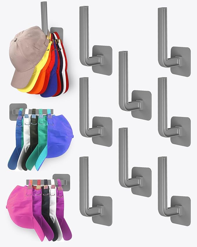 Hat Rack for Hat Storage, Strong Adhesive Hat Hooks for Wall, Hat Organizer for by Sunfanie