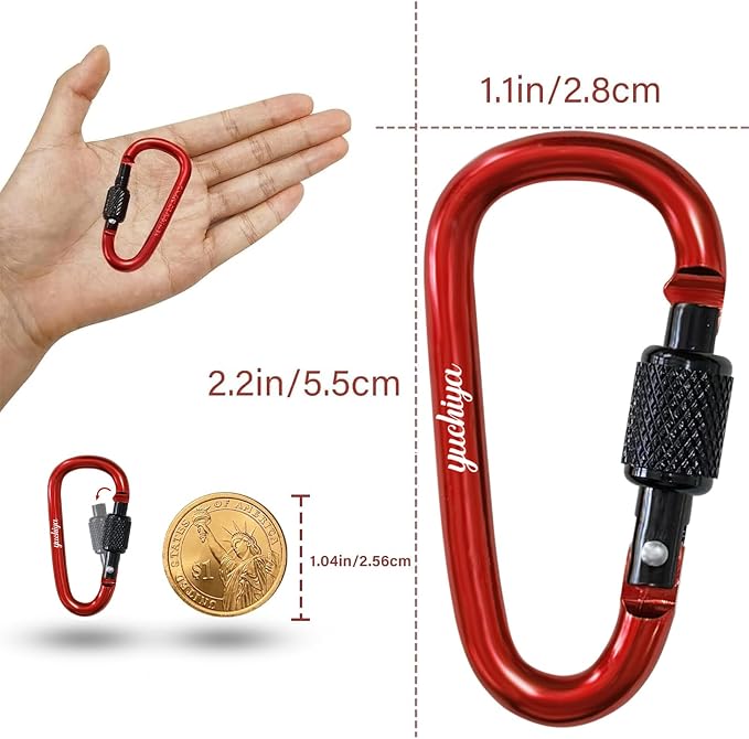 YUCHIYA 8 Pack D-Shape Carabiner Clasp - Image 4