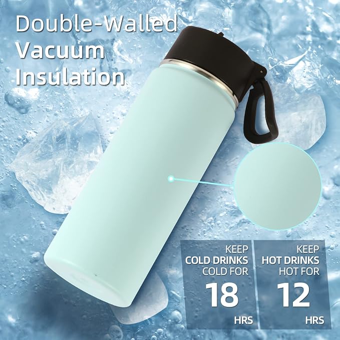 Volhoply 18oz Insulated Water Bottle Bulk 4 Pack, Kids Stainless Steel Water - Image 2