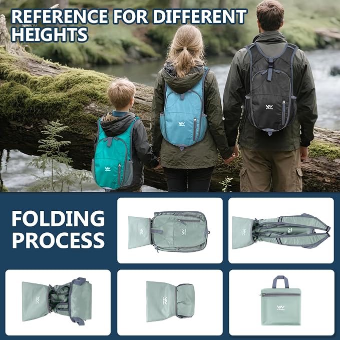 15L Foldable Hiking Backpack, Lightweight Packable Waterproof Machine Washable - Image 3