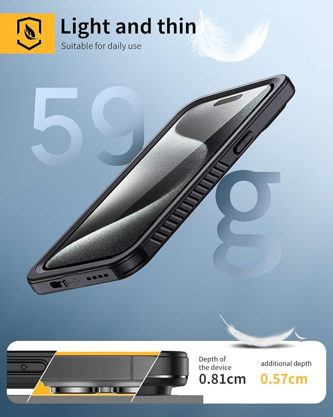Lanhiem for iPhone 15 Pro Max Waterproof Case, Dustproof Case Built-in Screen - Image 5