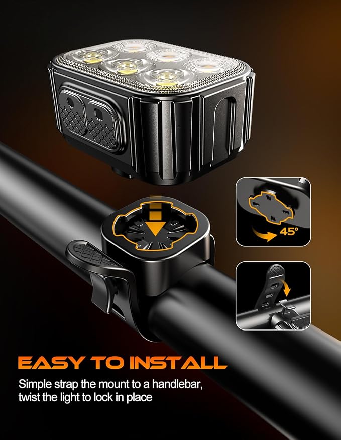 Cuvccn Bike Lights Super Bright, Rechargeable Bicycle Lights Set Multiple Modes - Image 7