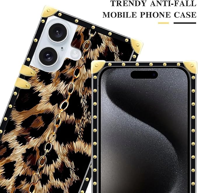 Compatible with iPhone 16 Plus Case, Seamless Gold Chain Leopard Luxury Golden - Image 5