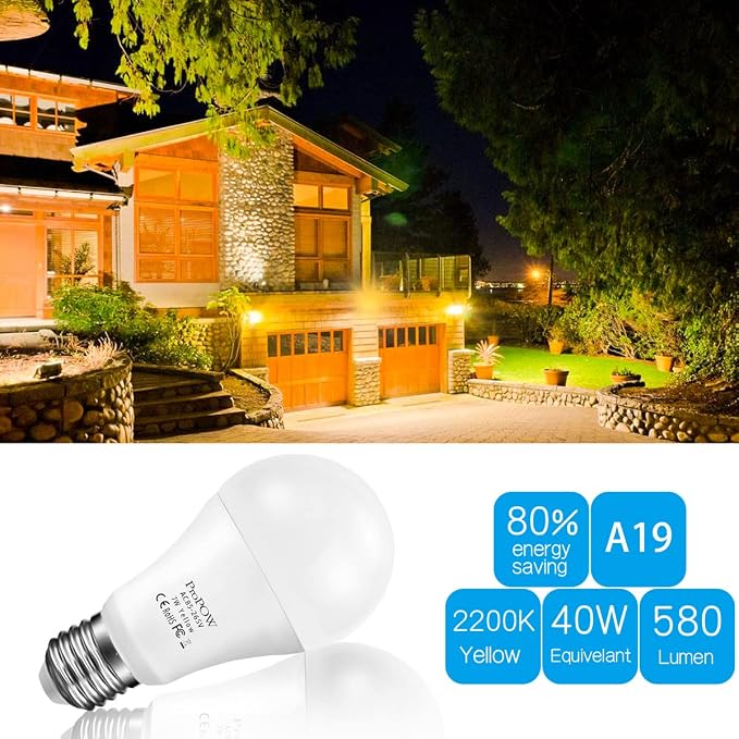 Yellow Bug Light Bulbs, Dusk to Dawn, 7W LED, 40W Equivalent, Smart Auto on/Off - Image 5