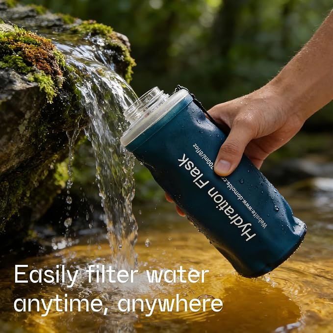 GUYI 500ml Collapsible Water Filter Bottle, Removes Impurities, BPA Free - Image 6