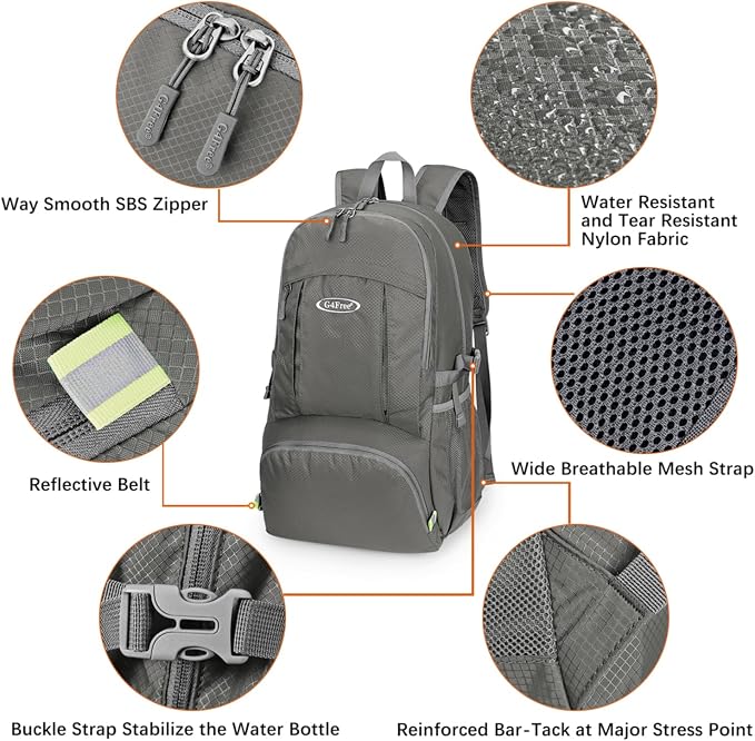 G4Free 40L Lightweight Packable Hiking Backpack, Waterproof Travel Daypack - Image 4