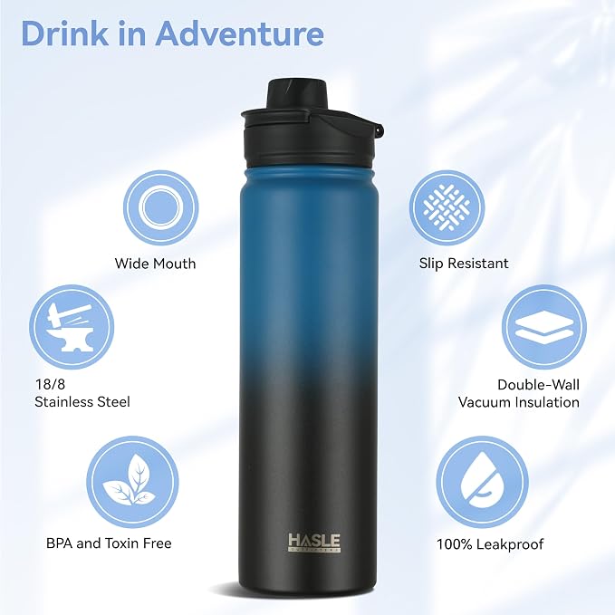 HASLE OUTFITTERS Insulated Water Bottle 22 oz Double Wall Stainless Steel Water - Image 2