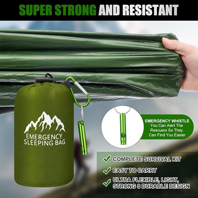 Oudain 2 Pcs XL Emergency Sleeping Bag 94.5" x 49.2" Waterproof Survival - Image 4