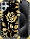 Compatible with iPhone 16 Case, Shine Gold Rose Luxury Golden Decoration by Unknown