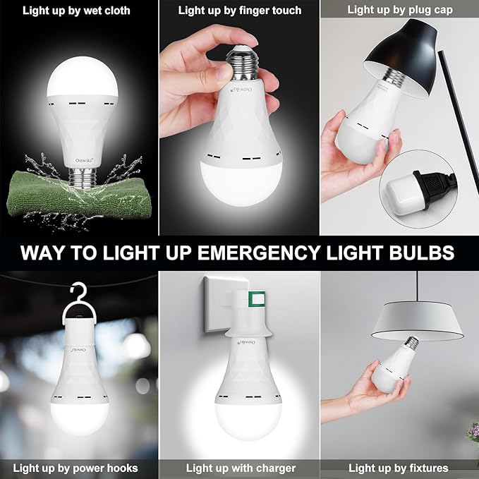 Ostwiki 10 Pack Rechargeable Emergency Light Bulbs, Battery Operated Backup - Image 3