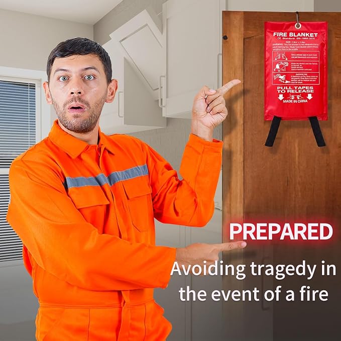 2 Pack Fire Blankets Emergency for Home, 40” x 40” Silicone-Coated Fiberglass - Image 2