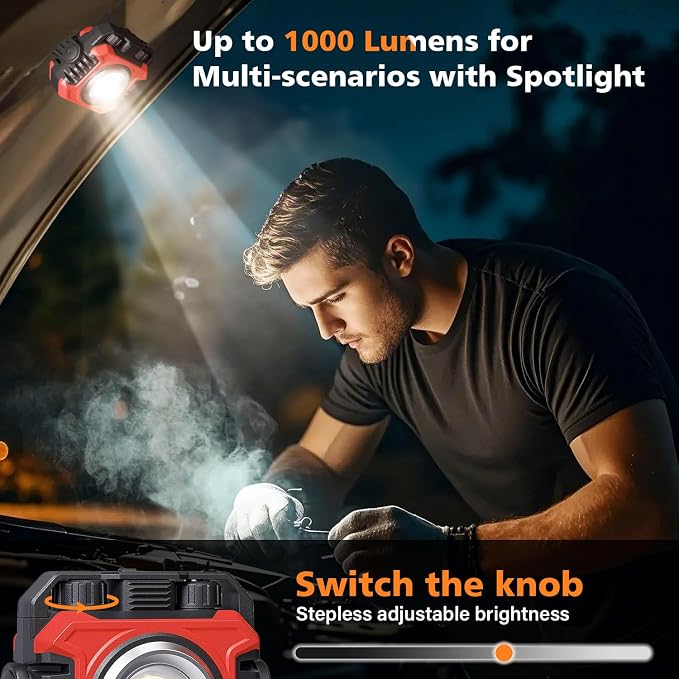 Samyoung 2-Pack 2400LM Magnetic Rechargeable Work Light, Dual-Sided LED Work - Image 4