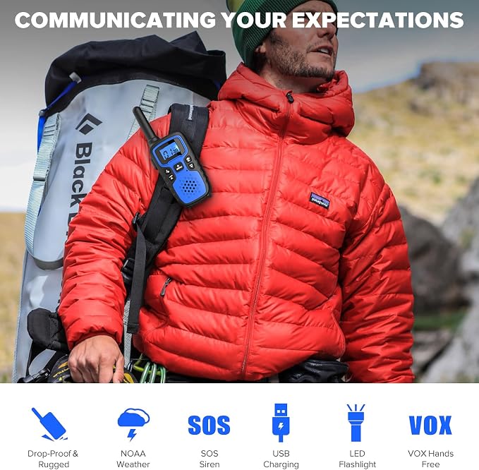 Wishouse Walkie Talkies for Adults Long Range-Rechargeable 4 Pack 2 Way Radios - Image 2