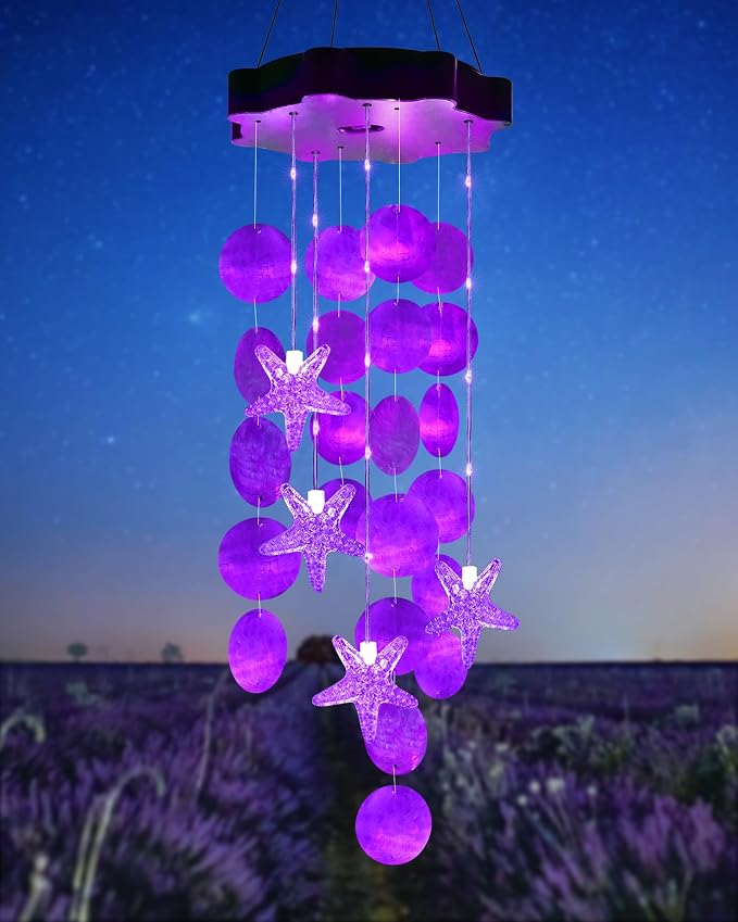 Toodour Solar Wind Chimes for Outside, Shells Light Gifts for Mom Grandma Women by Toodour