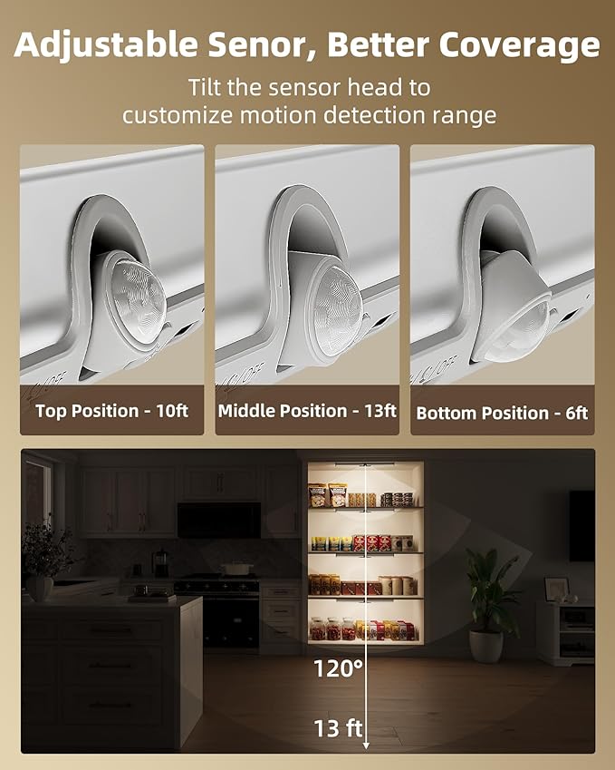 EZVALO 17-Inch Motion Sensor Closet Lights, 3600mAh Rechargeable Battery LED - Image 3