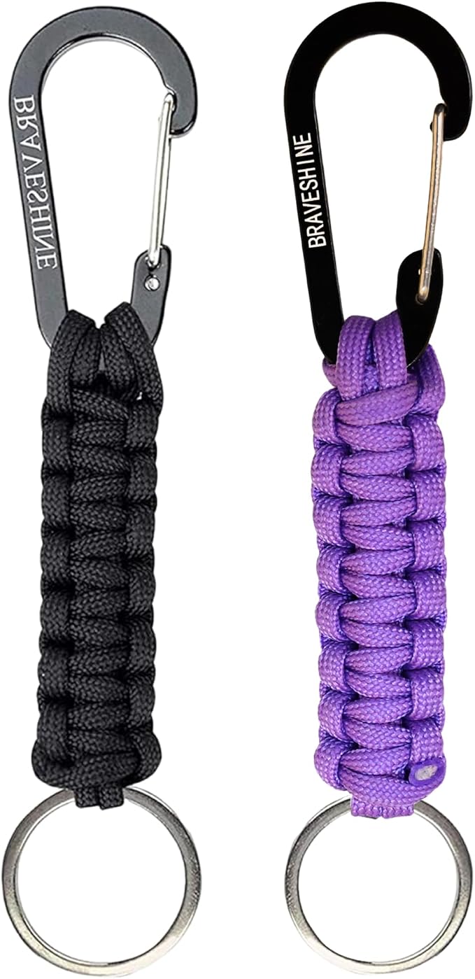 BRAVESHINE Paracord Keychain Carabiner Clip, D Ring Lanyard Hanger Stroller Hook by BRAVESHINE