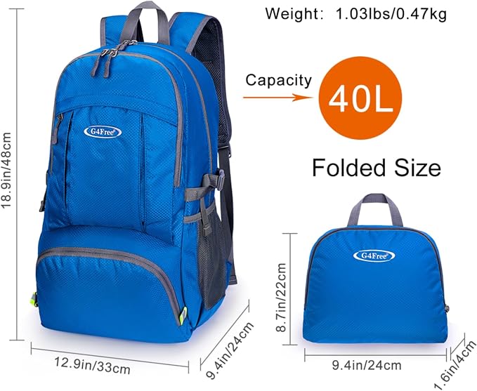 G4Free 40L Lightweight Packable Hiking Backpack, Waterproof Travel Daypack - Image 6